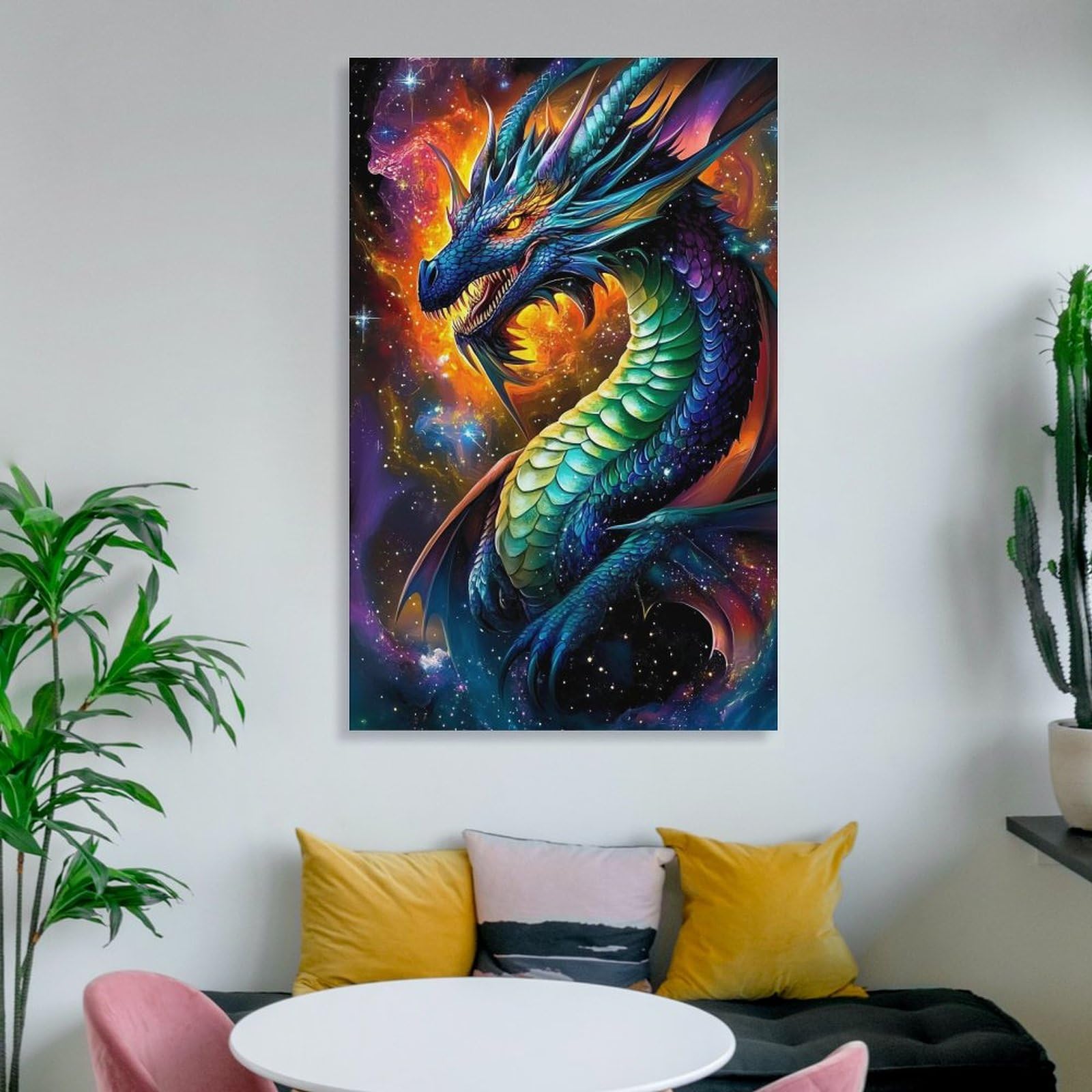 Amazon.com: KRECDKQ Dragon Poster,Dragon Galaxy Neon Star Cool